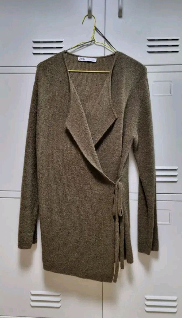 zara 자라 크로스 니트 가디건 - 카키,M 이미지