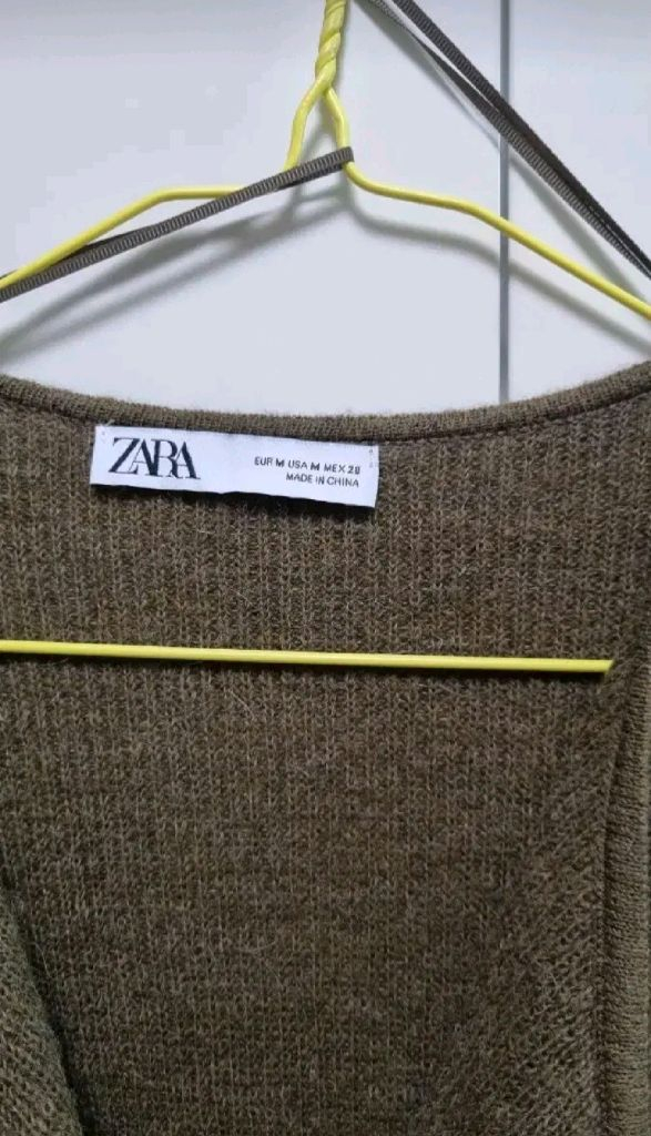 zara 자라 크로스 니트 가디건 - 카키,M 이미지