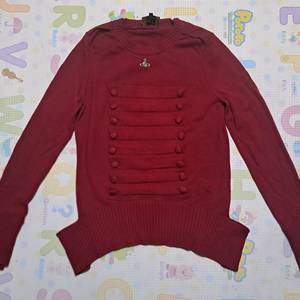 비비안웨스트우드 정품 레드 버튼 장식 니트 S사이즈(상태상급)