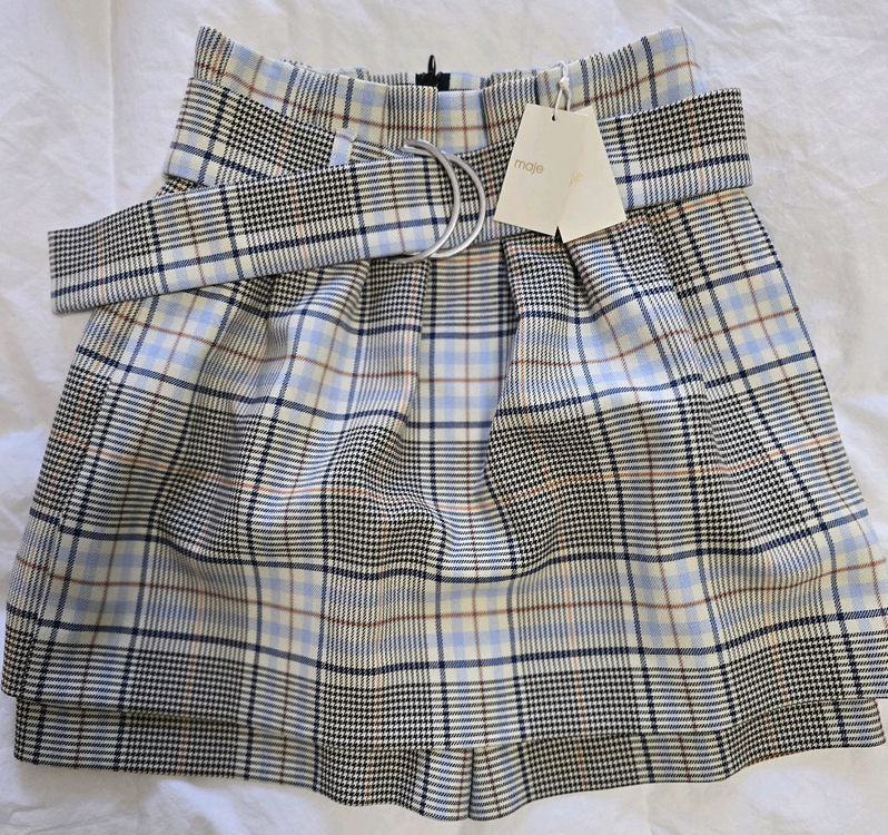 Maje 마쥬 체크 플리츠 미니스커트 치마바지 [새상품, 정품, 택 있음]--4
