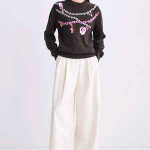 한섬 TIME 타임 벨티드 배럴 데님 팬츠 아이보리 [새상품, 정품, 2025 F/W, 택 있음]