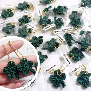 개당천원)핸드메이드 네잎클로버 뜨개 키링