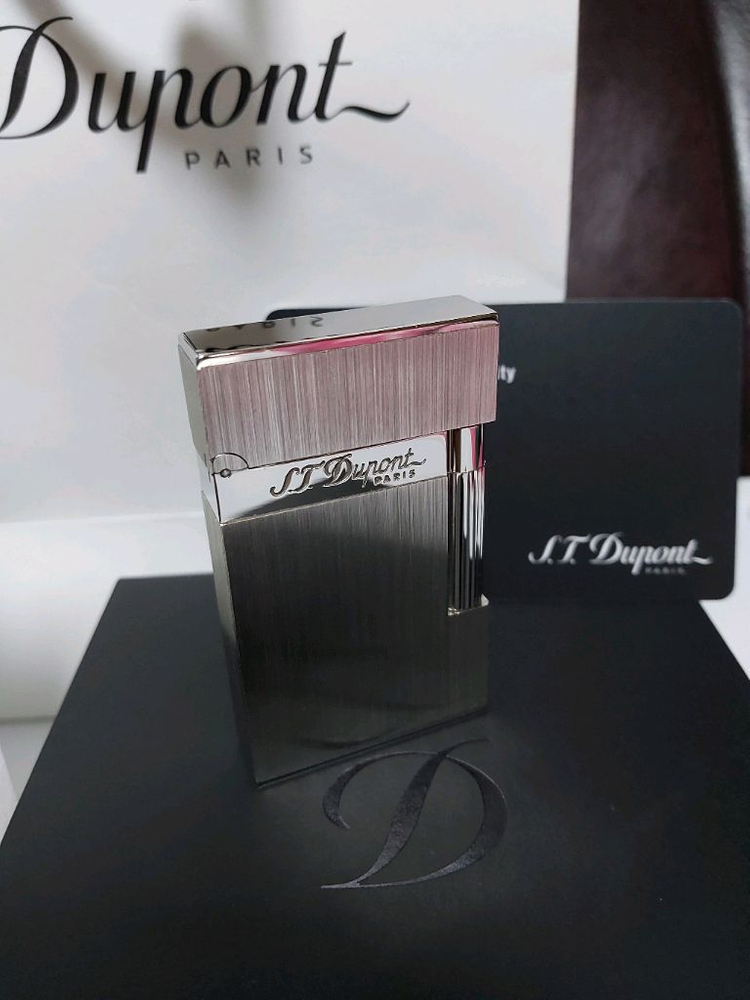 [새상품,풀세트] 듀퐁라이터 라인2 신형 ca16404 산토스 브러쉬드 팔라듐 백금 쌍불 듀퐁 라이타--7