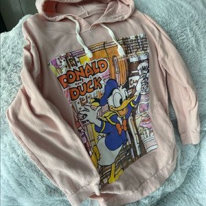 디즈니 도날드덕 핑크 후드티