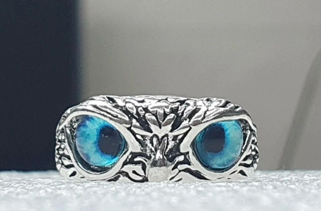 파랑 눈 부엉이 반지--1