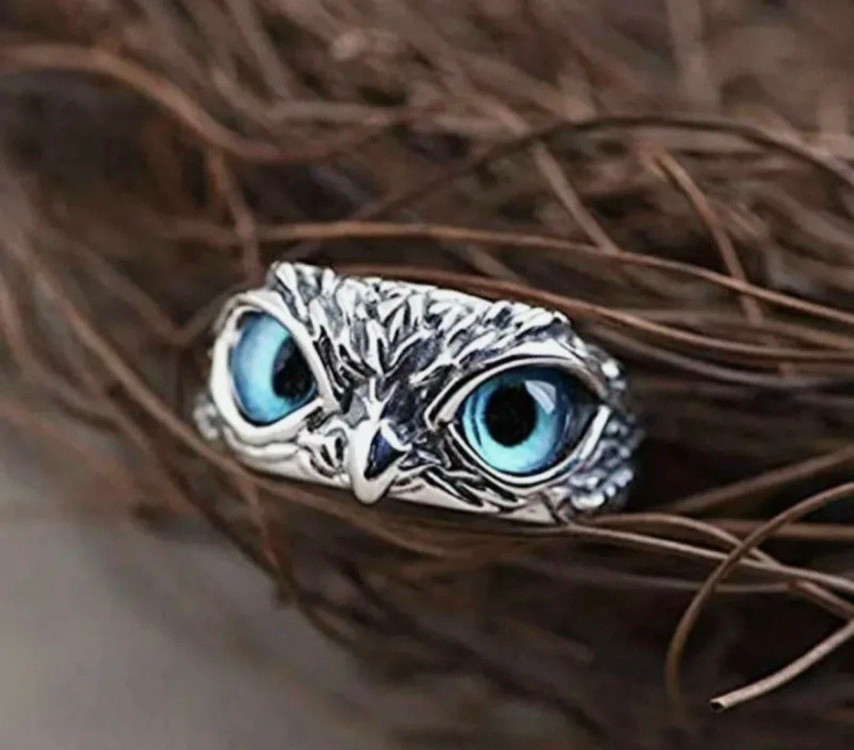 파랑 눈 부엉이 반지--3