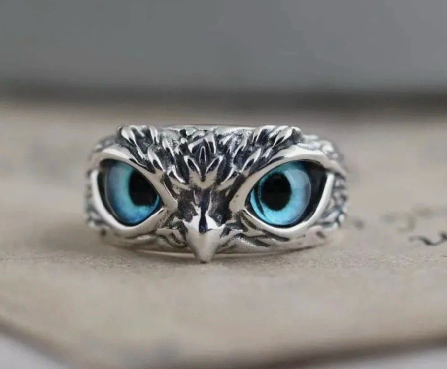 파랑 눈 부엉이 반지--4