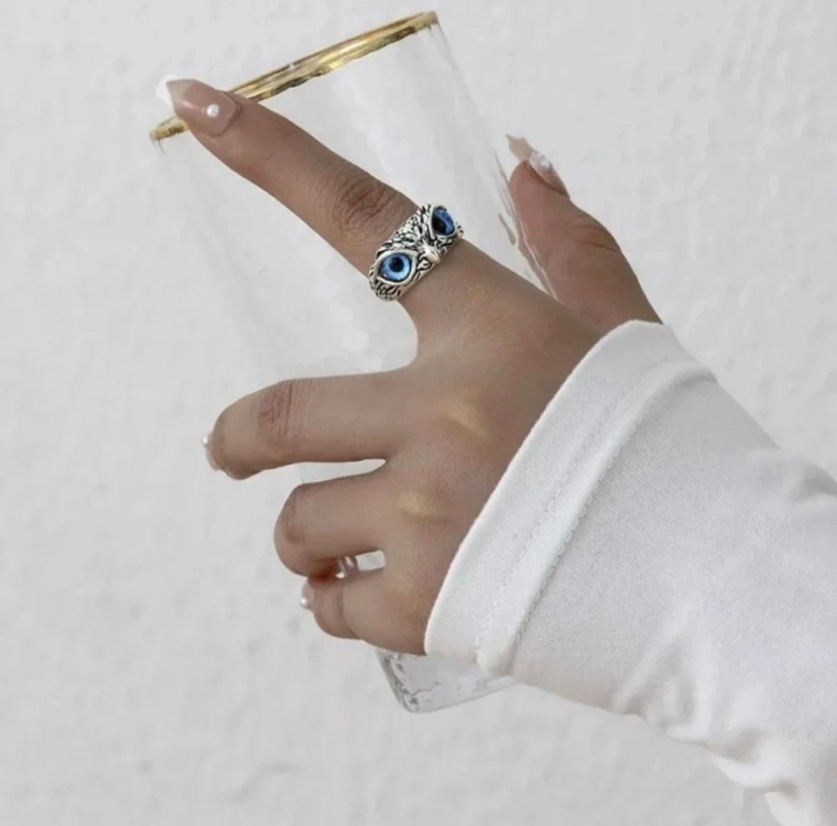 파랑 눈 부엉이 반지--5