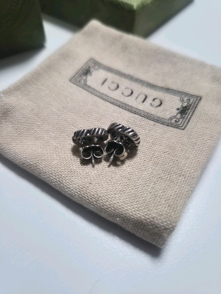 구찌 GG 마몽 스터드 귀걸이 실버--6