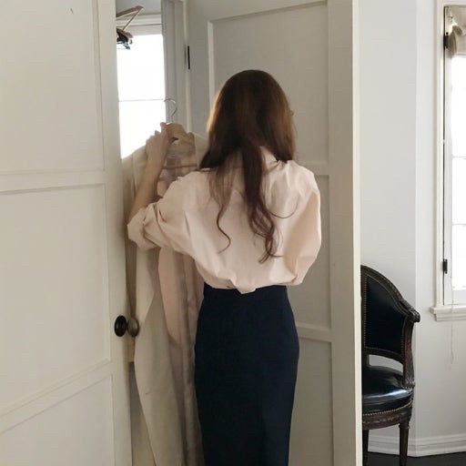 시어드 베지터블 린넨스커트 스몰 네이비, 민트--1