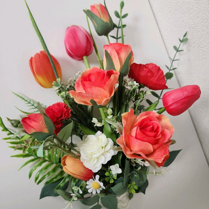 새상품)레드 오렌지톤 조화 부케