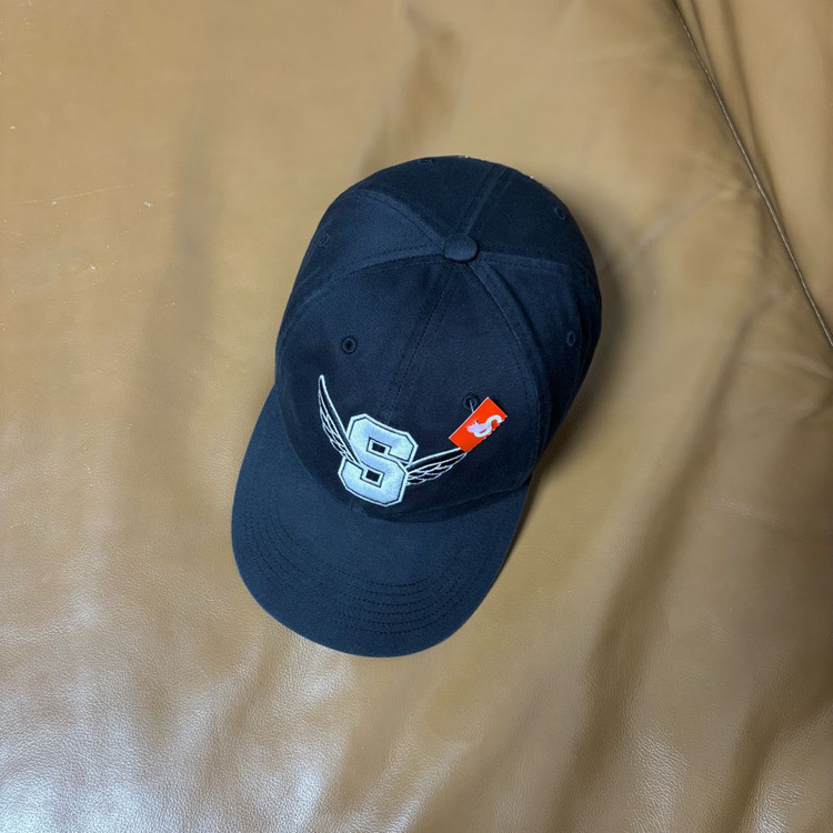 슈프림 6패널 볼캡 모자 윙 로고 블랙--4