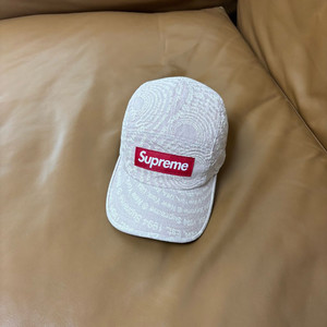 슈프림 캠프캡 모자 박스로고 자카드 데님 브라운