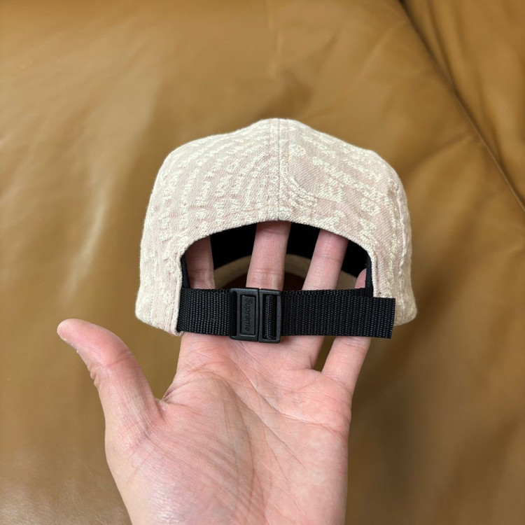 슈프림 캠프캡 모자 박스로고 자카드 데님 브라운--6