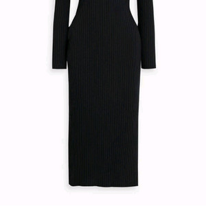 Vince 빈스 니트 드레스 원피스 리브 코튼 블렌드 미디 드레스 블랙 띠어리 유메르 시에 메비