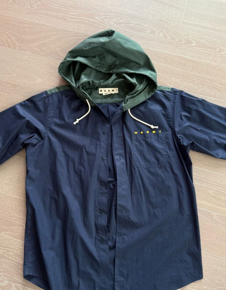 >마르니 네이비 후드 셔츠자켓 48--1