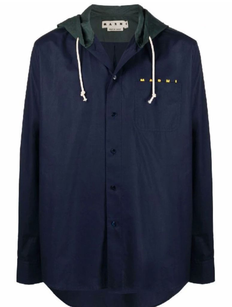 >마르니 네이비 후드 셔츠자켓 48--4
