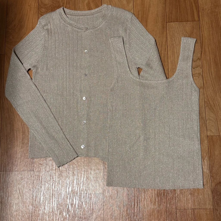 원모어띵 verso 베르소 니트 가디건 세트 - 베이지 , 34 이미지