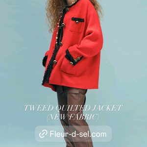 플러드셀 트위드 퀼팅자켓