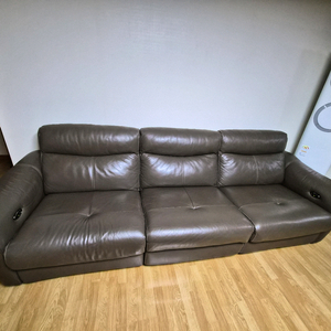 4인용 브라운 가죽 리클라이너 소파(상태 매우좋음)