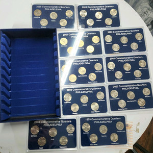 50주 성립 동전 10세트 완성 박스포장 워싱턴 쿼터달러 주화 1999-2008