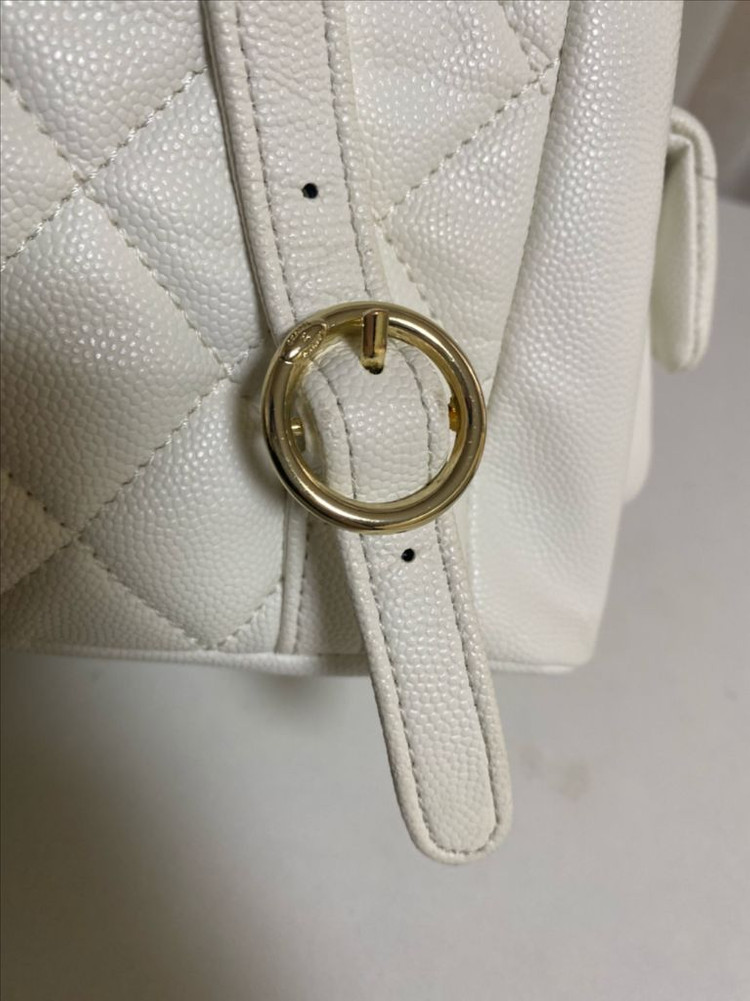 백 가방 백팩 화이트 금장 골드 스트랩 포켓 미니--4