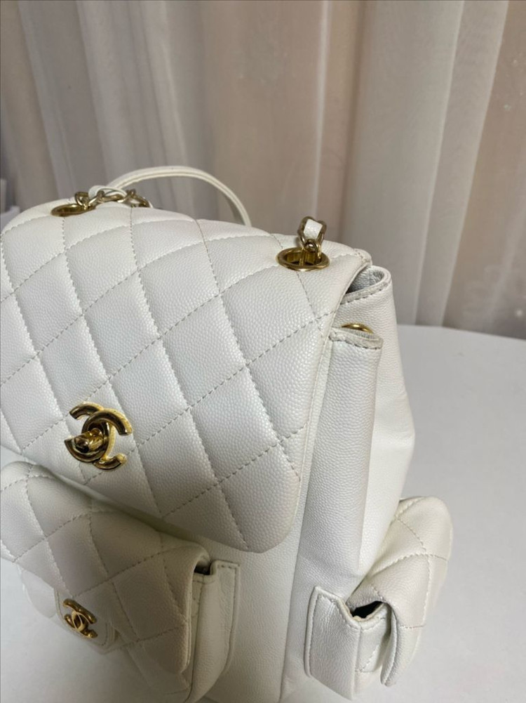 백 가방 백팩 화이트 금장 골드 스트랩 포켓 미니--6