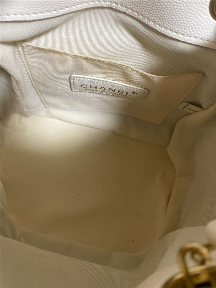 백 가방 백팩 화이트 금장 골드 스트랩 포켓 미니--7