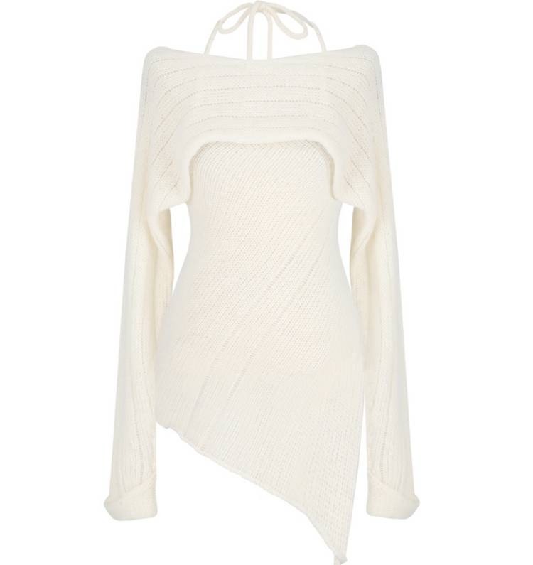 한소희 흰색 투피스 니트 사이즈프리--2