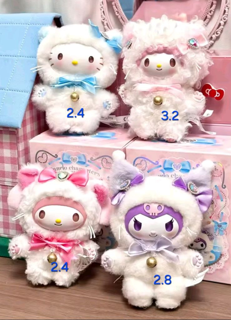 산리오 샤이닝 미야오 미오 고양이 시리즈 시로네코 마스코트 키링--1