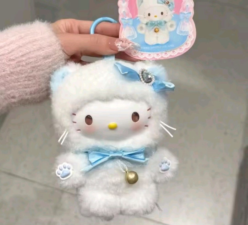 산리오 샤이닝 미야오 미오 고양이 시리즈 시로네코 마스코트 키링--5