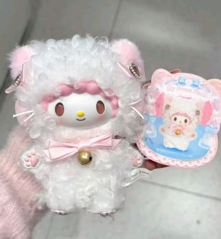 산리오 샤이닝 미야오 미오 고양이 시리즈 시로네코 마스코트 키링--6