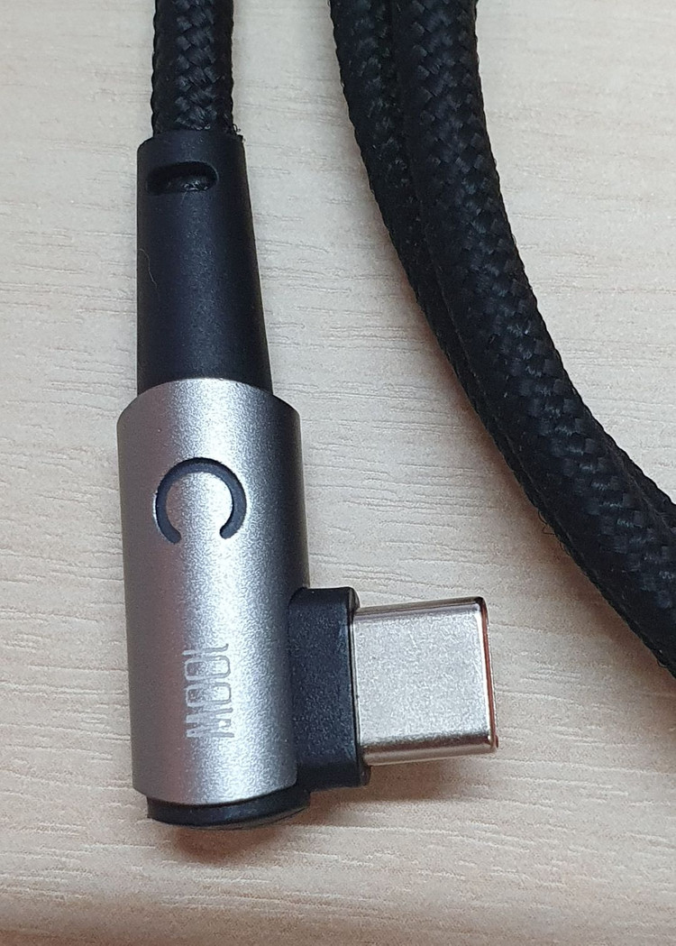 TOOCKI USB C to C 직조 슬리빙 케이블 90도 꺾임, 100W, LED, 1m_2-1_71 이미지