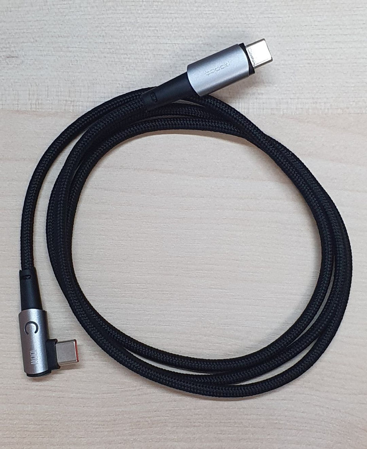 TOOCKI USB C to C 직조 슬리빙 케이블 90도 꺾임, 100W, LED, 1m_2-1_71 이미지
