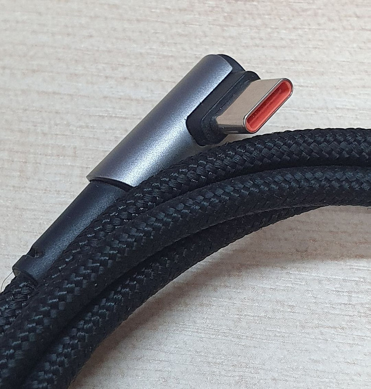 TOOCKI USB C to C 직조 슬리빙 케이블 90도 꺾임, 100W, LED, 1m_2-2_72 이미지