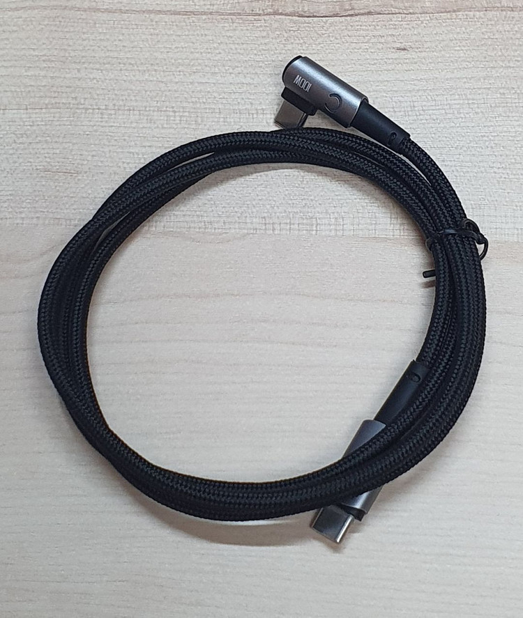 TOOCKI USB C to C 직조 슬리빙 케이블 90도 꺾임, 100W, LED, 1m_2-2_72 이미지