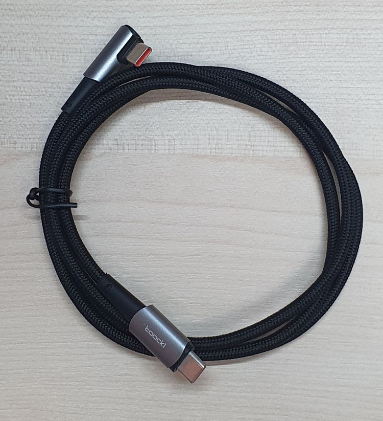 TOOCKI USB C to C 직조 슬리빙 케이블 90도 꺾임, 100W, LED, 1m_2-2_72 이미지