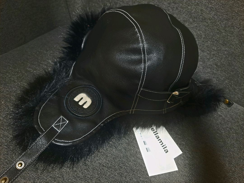 멜라밀라) 페이크퍼 트루퍼햇 (블랙/브라운)텍있는 새상품--3