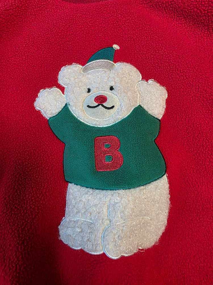 새것 베베쥬 키즈 플리스 맨투맨 140 레드, 아이보리--1