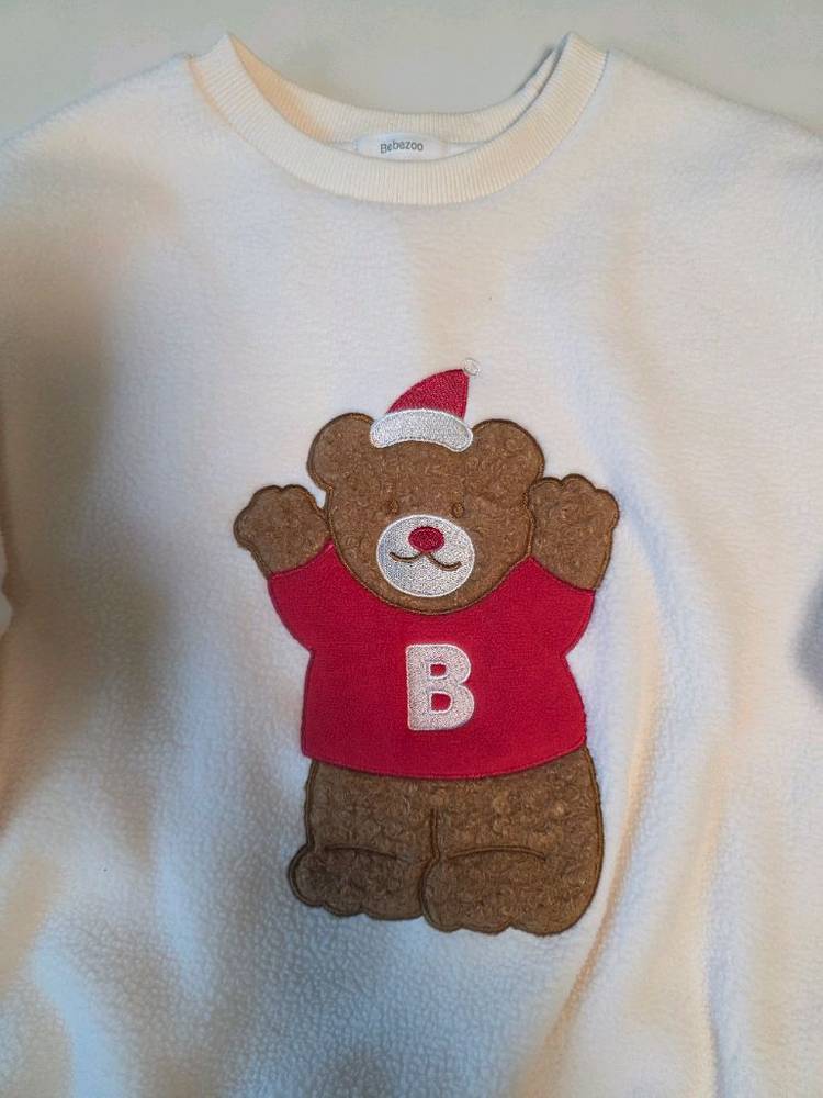 새것 베베쥬 키즈 플리스 맨투맨 140 레드, 아이보리--3