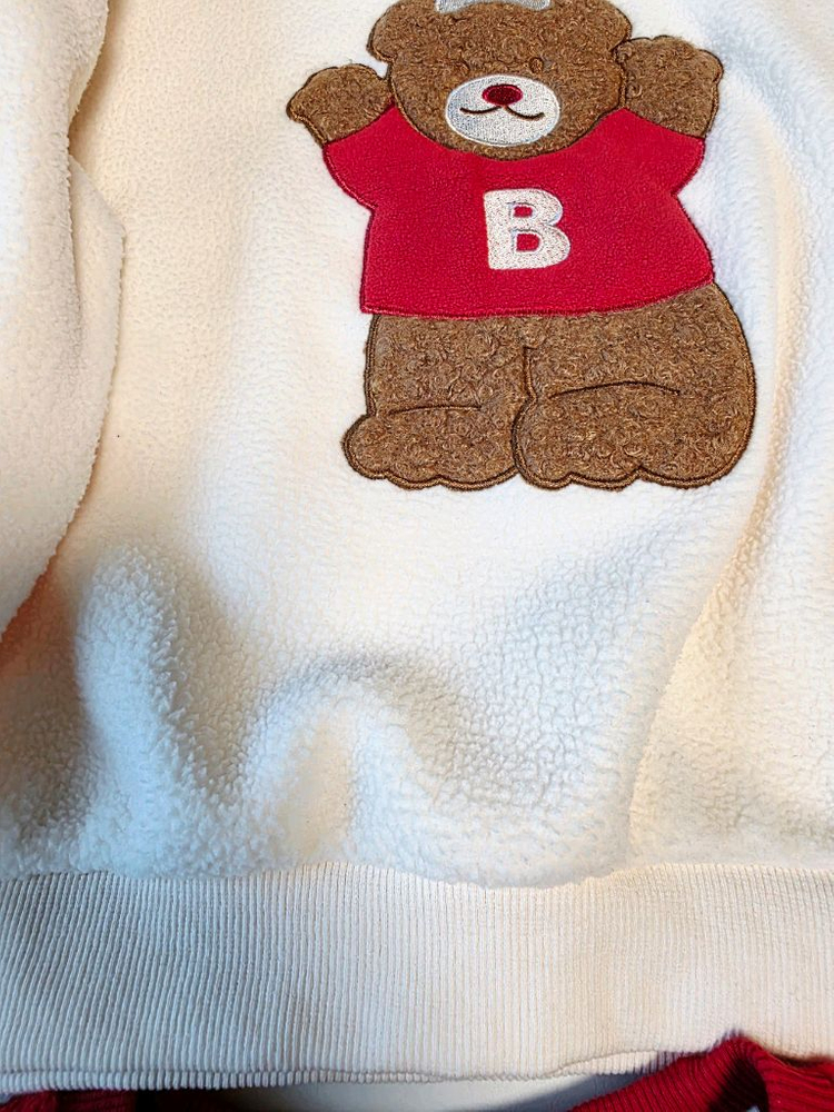 새것 베베쥬 키즈 플리스 맨투맨 140 레드, 아이보리--4