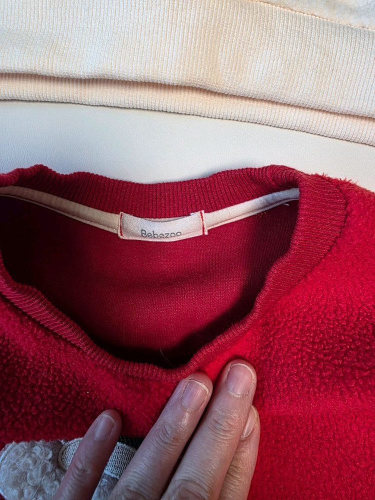 새것 베베쥬 키즈 플리스 맨투맨 140 레드, 아이보리--5