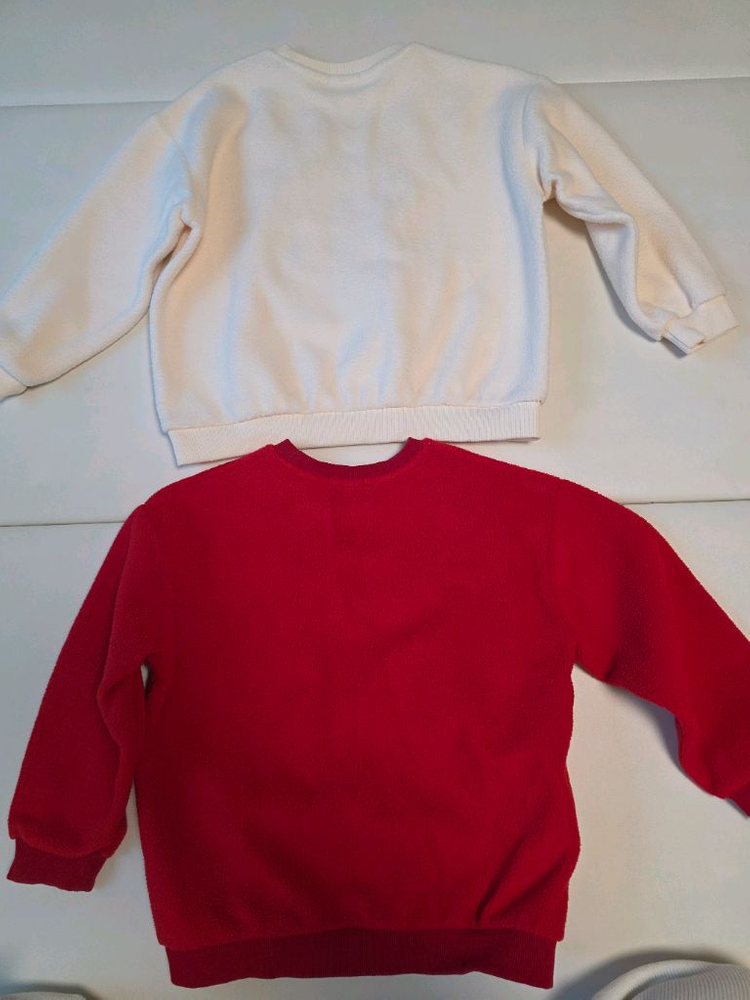 새것 베베쥬 키즈 플리스 맨투맨 140 레드, 아이보리--6