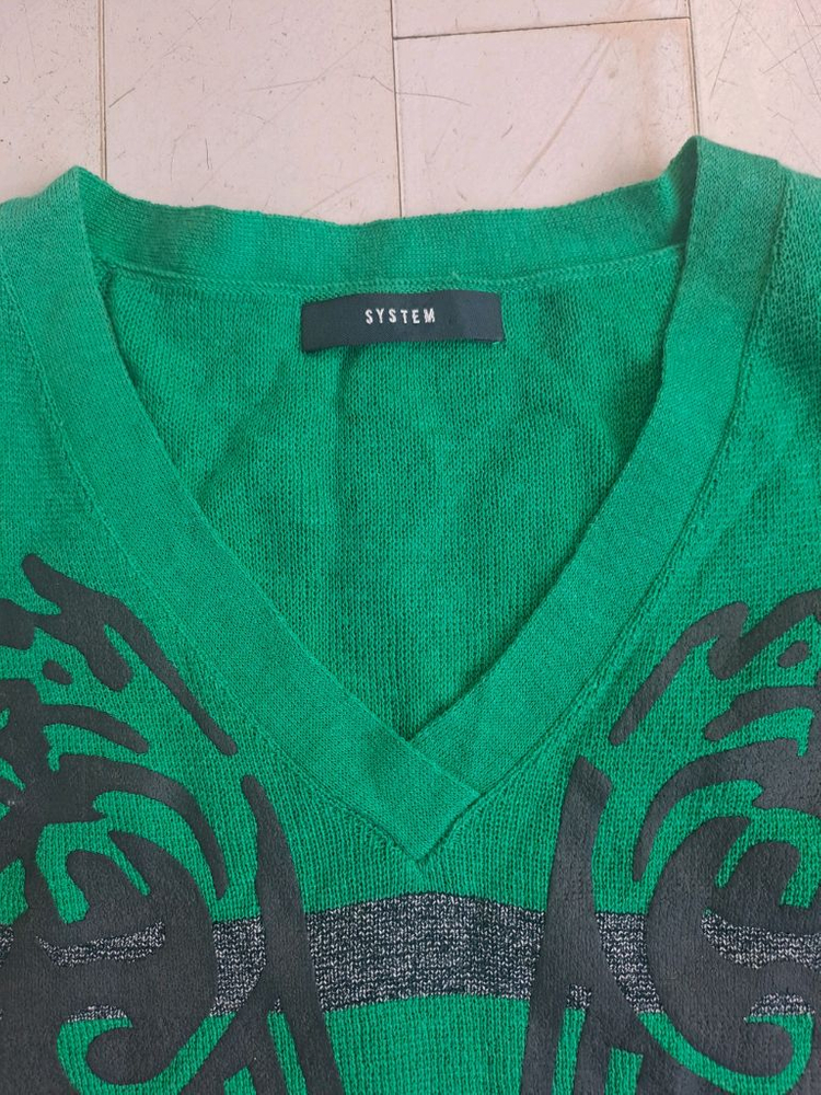 SYSTEM 브랜드의 그린색 니트 원피스--1