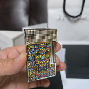 [새상품,한정판] 듀퐁라이터 뉴 라인2 신형 ca16393 팔라듐 백금 백금 멕시칸 스컬 시가 컬랙션 쌍불 듀퐁 이미지