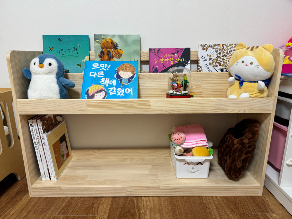 원목 선반형 전면 책장 (주문제작 새제품)--5
