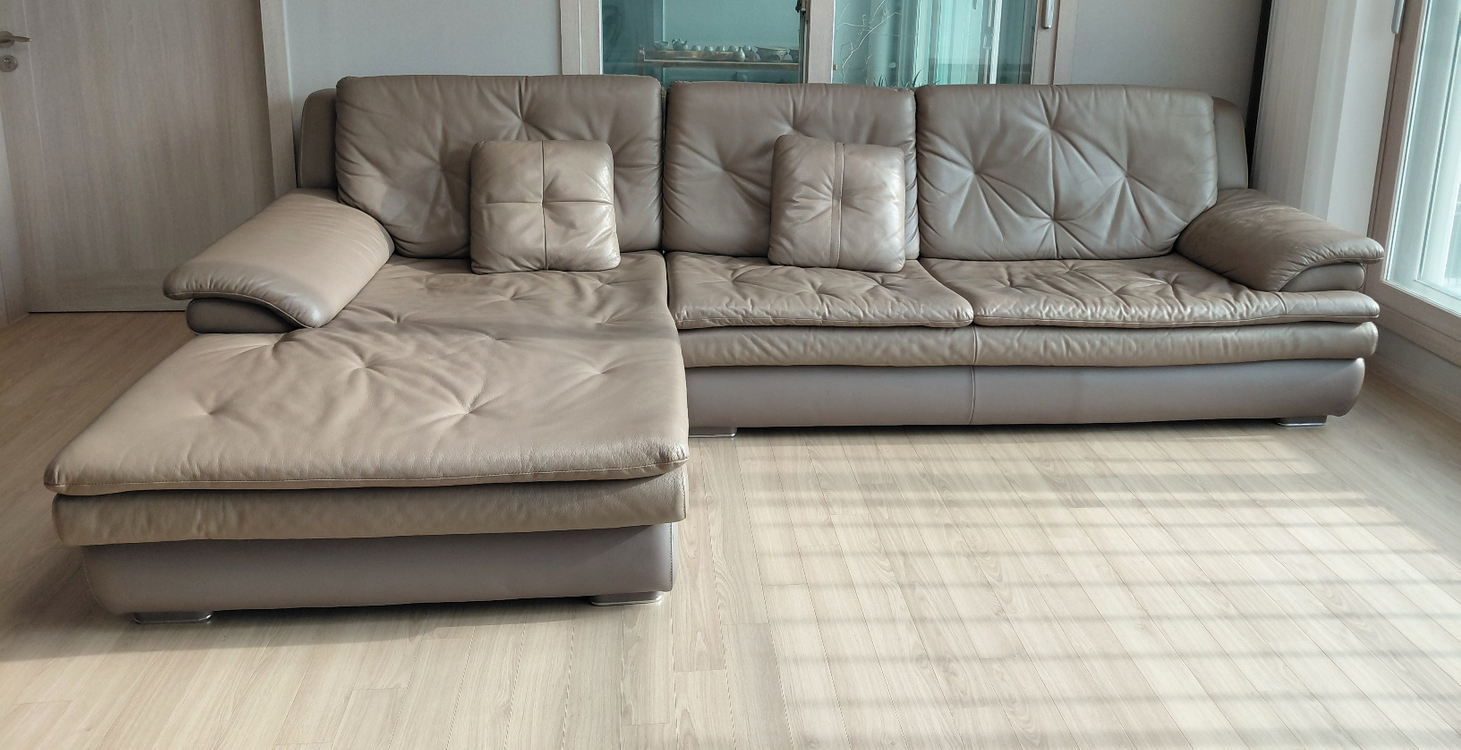 다우닝 델피노 카우치형 가죽 소파--1