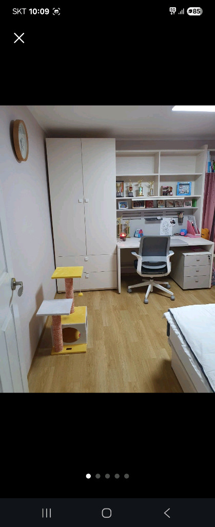 키즈 수납장 책상 침대 세트 이미지