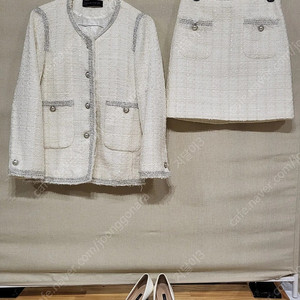 ZARA 자라 트위드 진주단추 셋업 세트 구두