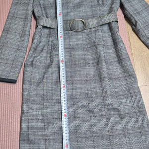 라인 체크 벨트 원피스 하객룩 55 겨울원피스